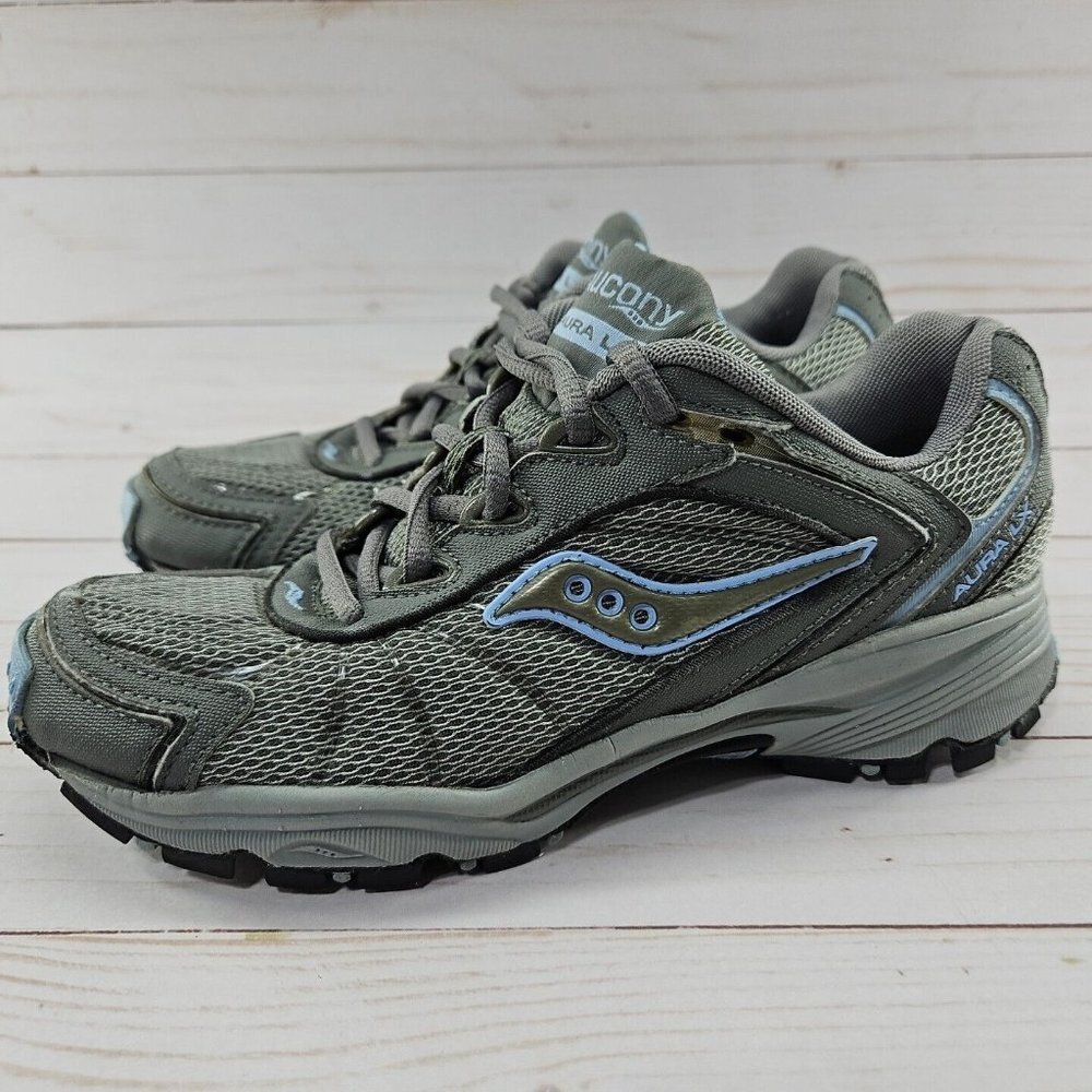 Saucony Aura LX Womens Size 7 Gray Blue Running Cross Training Shoes